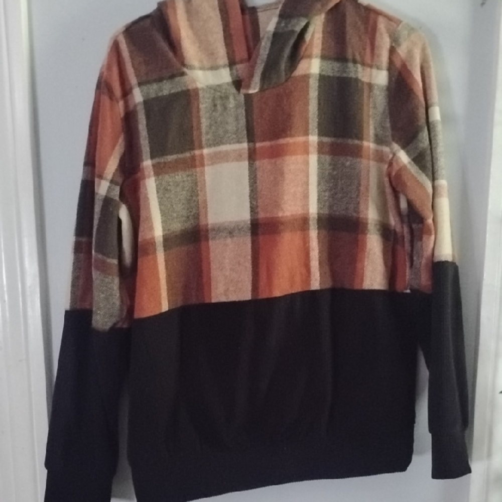 Plaid Hooded Sweater for Woman